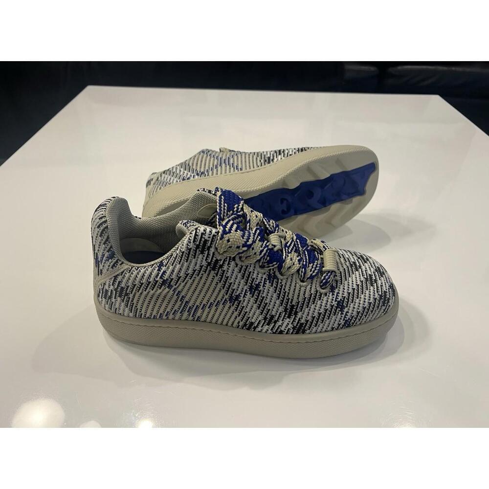 $890 Burberry Knit Box Sneakers Men Lichen Ip Check Size 8 /41 - Picture 7 of 16